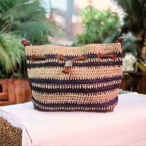 Brighton Striped Woven Tote Bag - , Blue and Tan